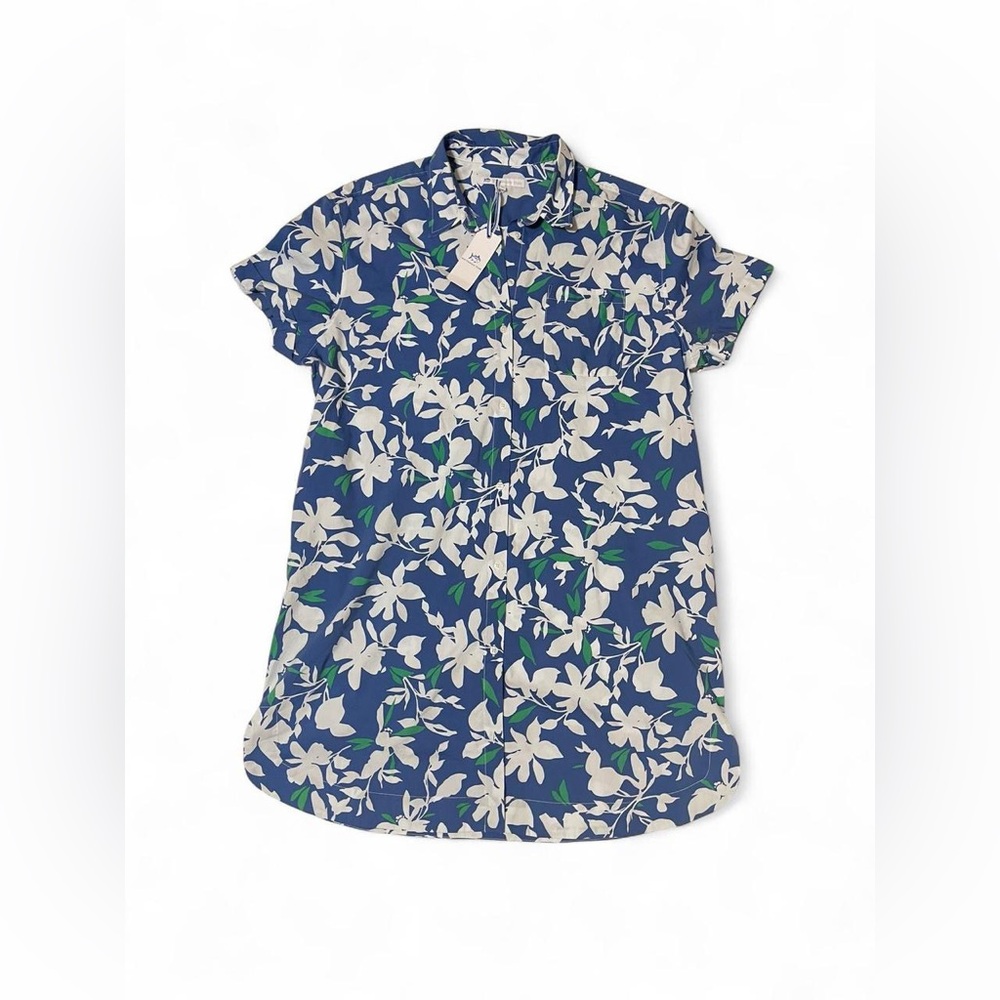 Blue and green Southern Tide floral button-up dress